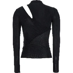 Black Long-Sleeve with Cut-Out Detail in Viscose Woman