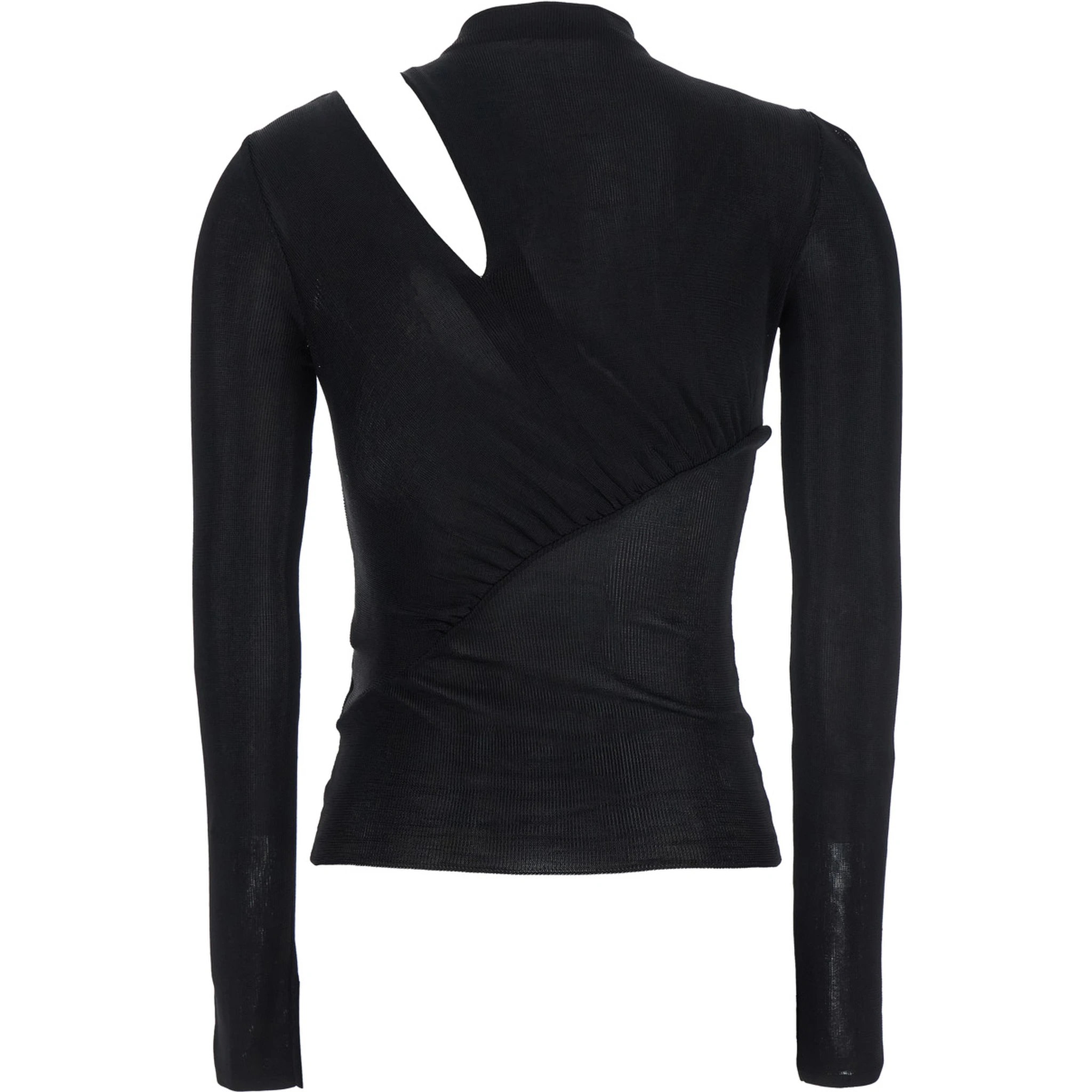 Black Long-Sleeve with Cut-Out Detail in Viscose Woman