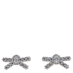 Metallic Earings with Gemstone Embellishments and Bow Design in Brass Blend Woman