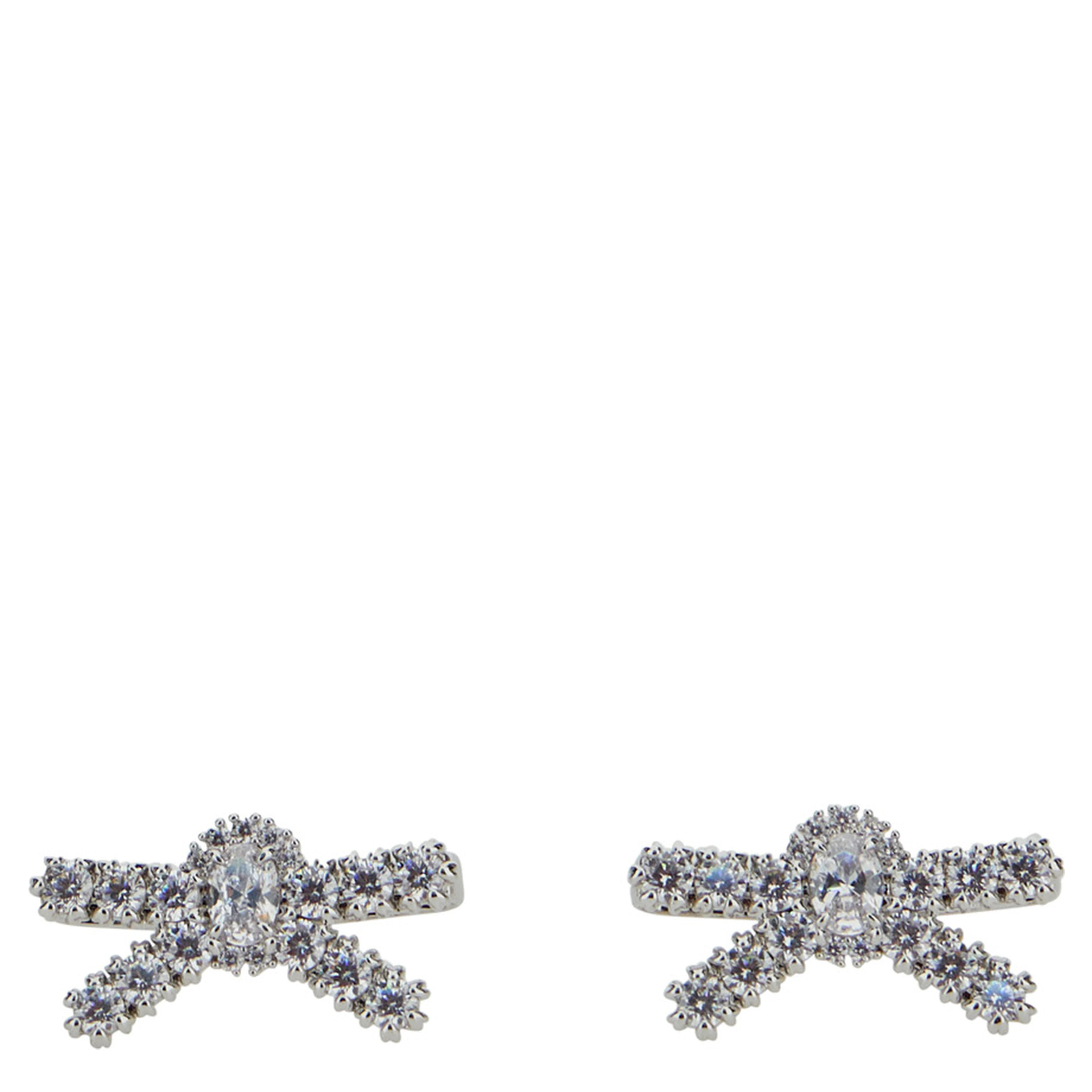 Metallic Earings with Gemstone Embellishments and Bow Design in Brass Blend Woman