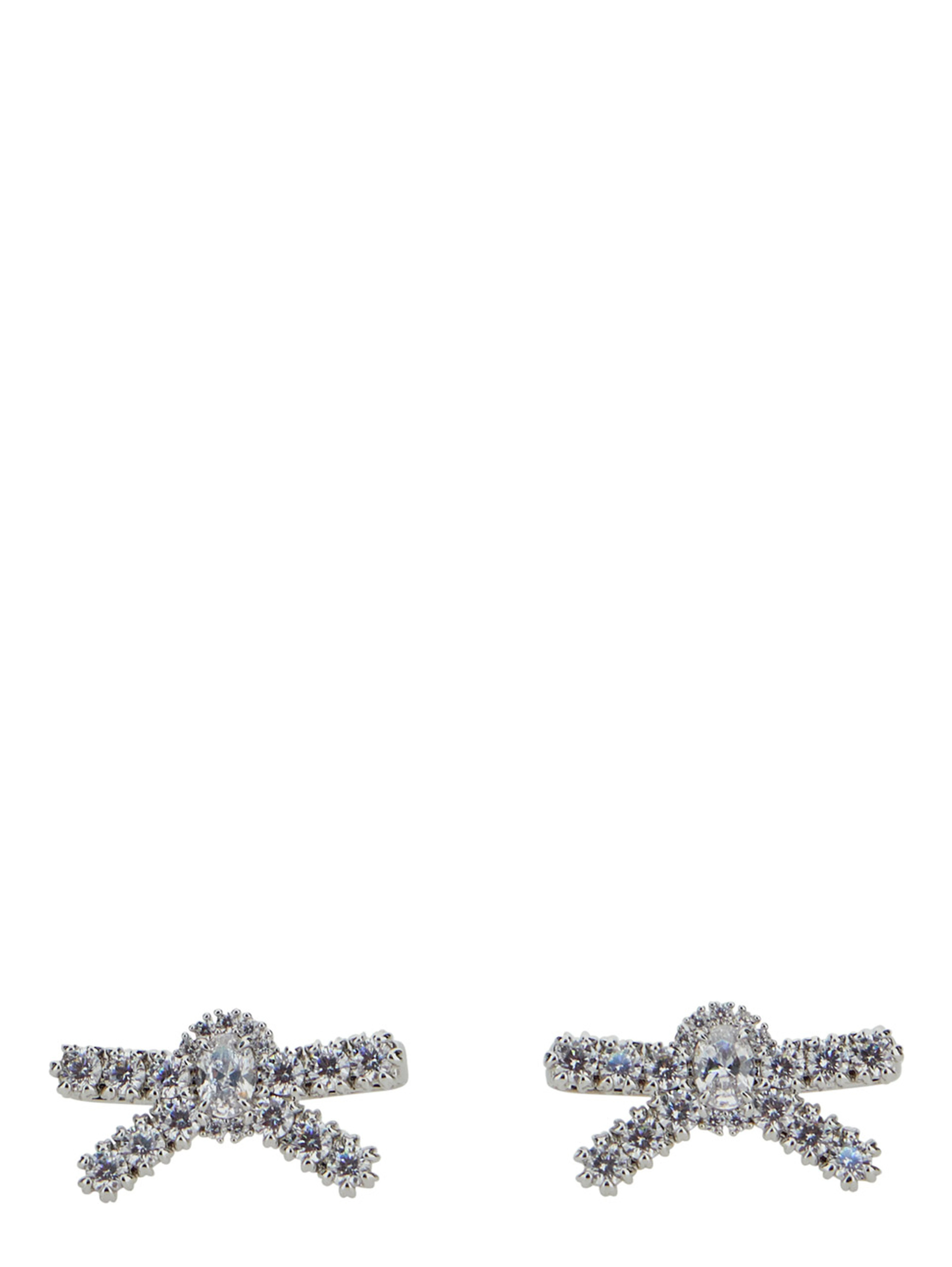 Metallic Earings with Gemstone Embellishments and Bow Design in Brass Blend Woman