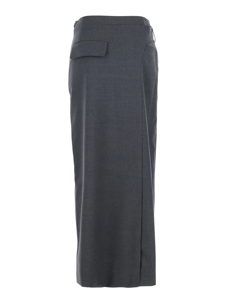 Grey Skirt with Waist Belt in Fabric Woman alternative