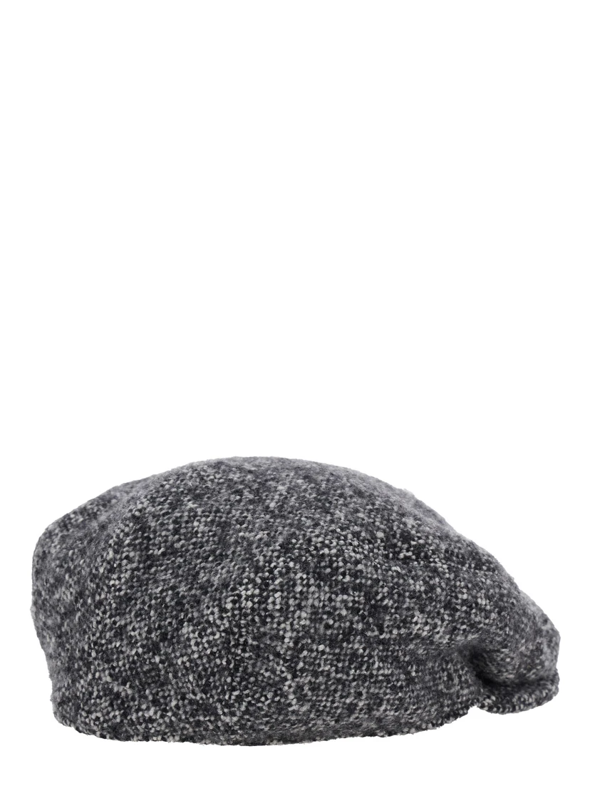 Grey Hat with Short Brim in Wool Blend Man