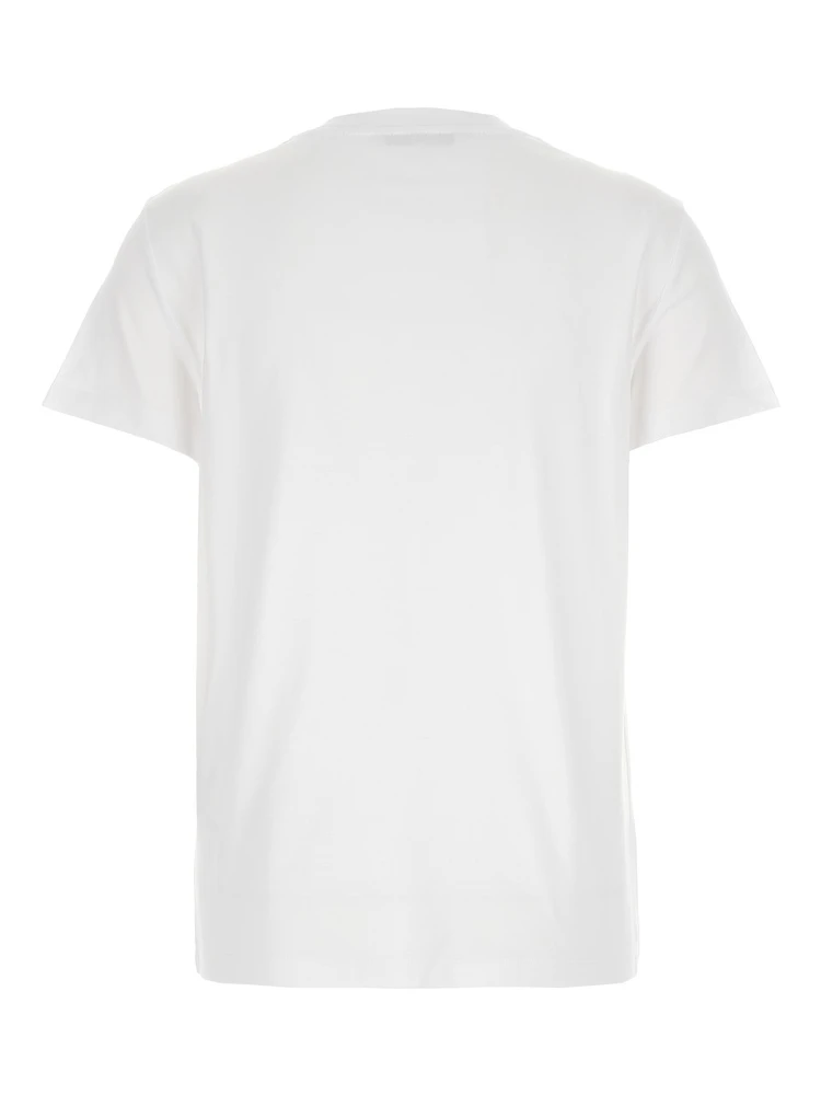 Papaia White Crewneck T-Shirt with Tonal Logo Embroidery on the Front in Cotton Woman alternative