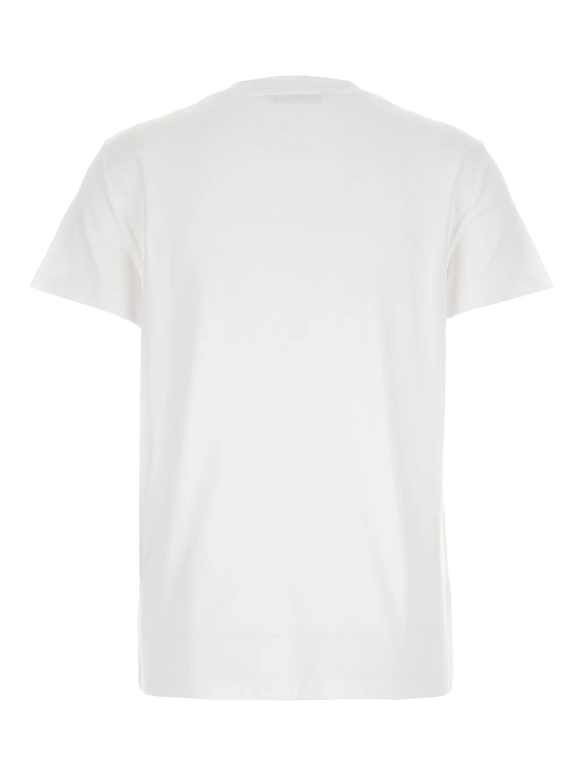 Papaia White Crewneck T-Shirt with Tonal Logo Embroidery on the Front in Cotton Woman