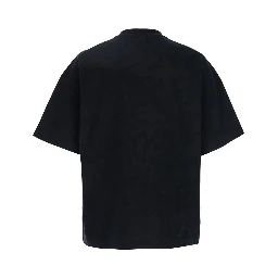 Black Crewneck T-Shirt with Front Logo Print in Cotton Man
