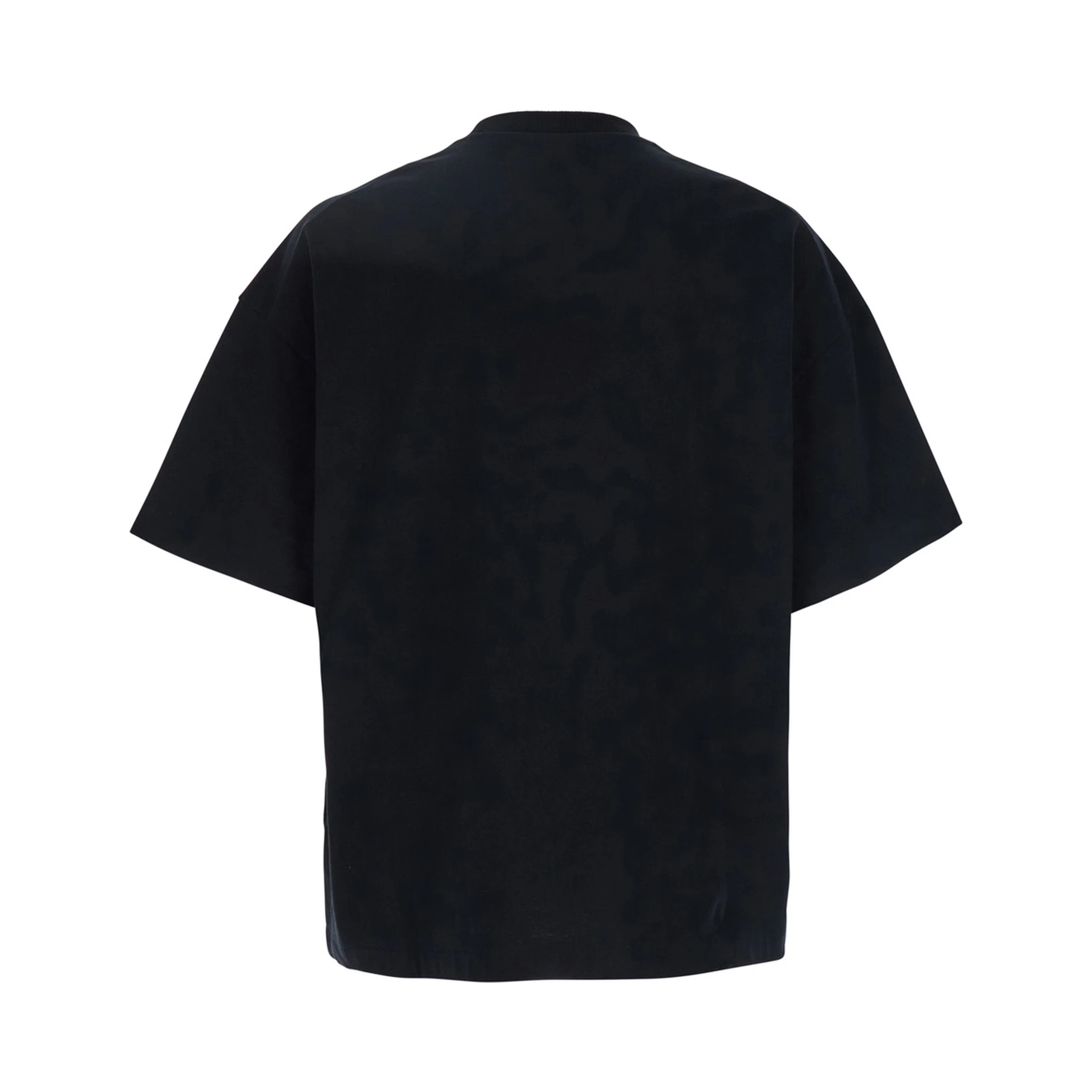 Black Crewneck T-Shirt with Front Logo Print in Cotton Man