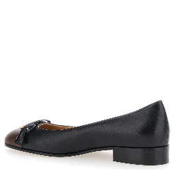 Black Ballet Shoes with Vlogo Plaque on Front in Leather Woman