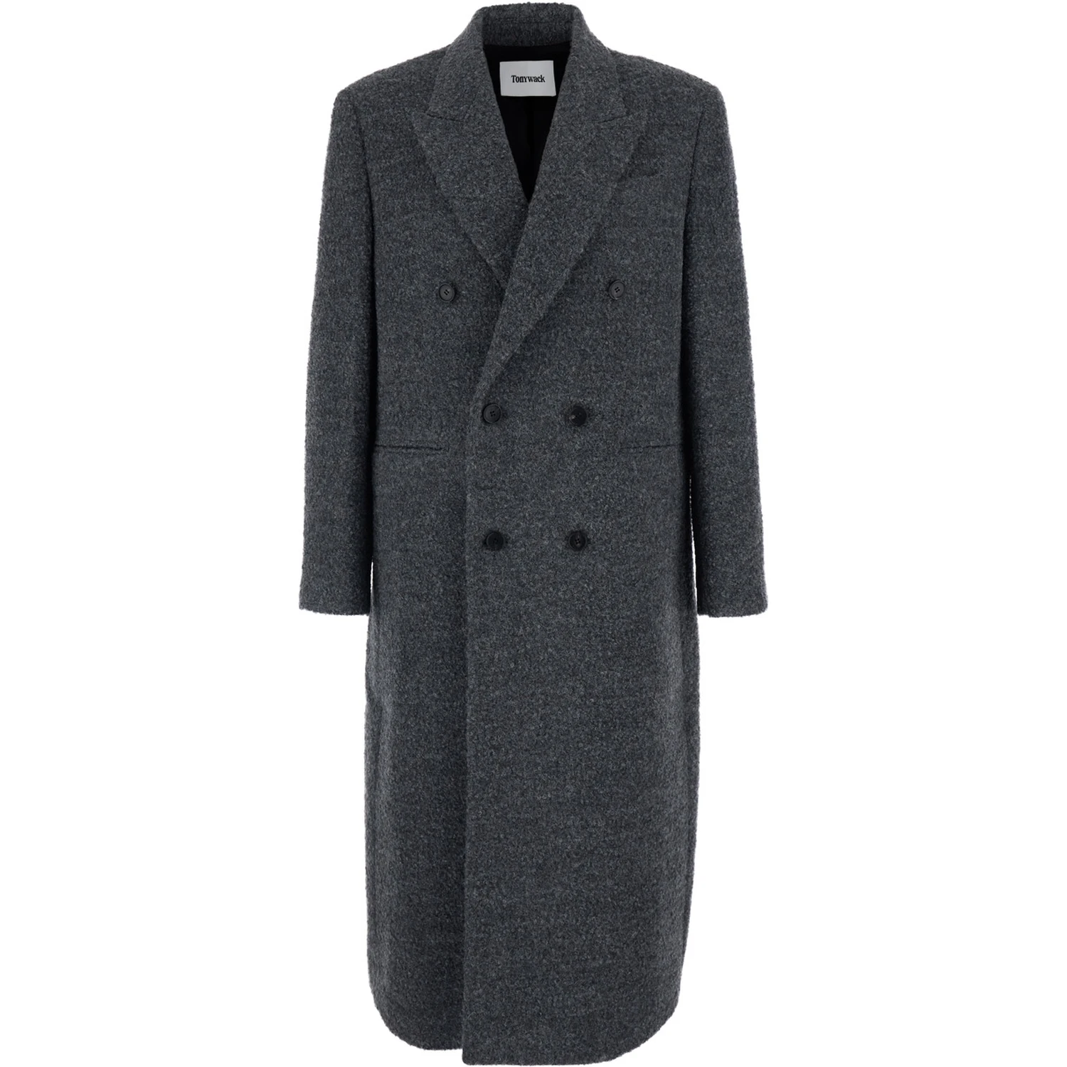 Grey Double-Breasted Coat with Classic Lapels in Wool Blend Man