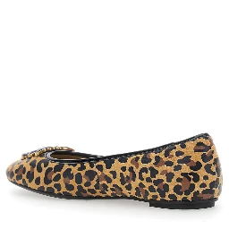 Max Multicolor Ballet Shoes with Logo Love Birds Diamond Cut on the Front and Leopard Motif in Suede Woman