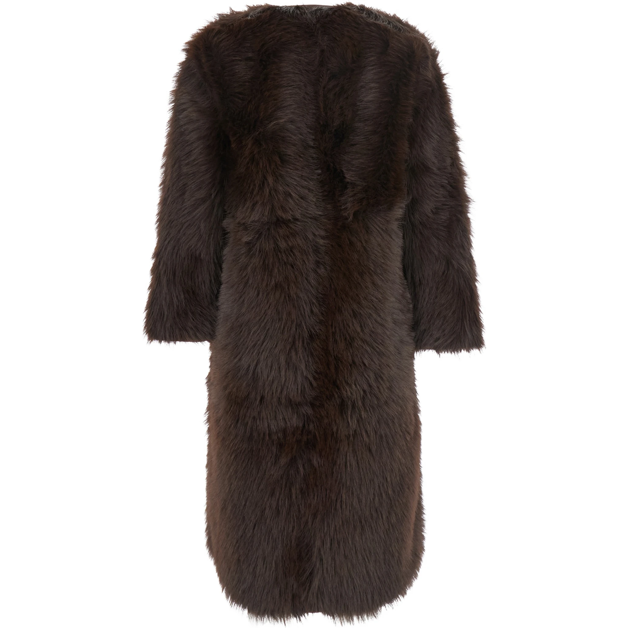 Brown Shearling with Hidden Front Fastening in Faux Fur Woman