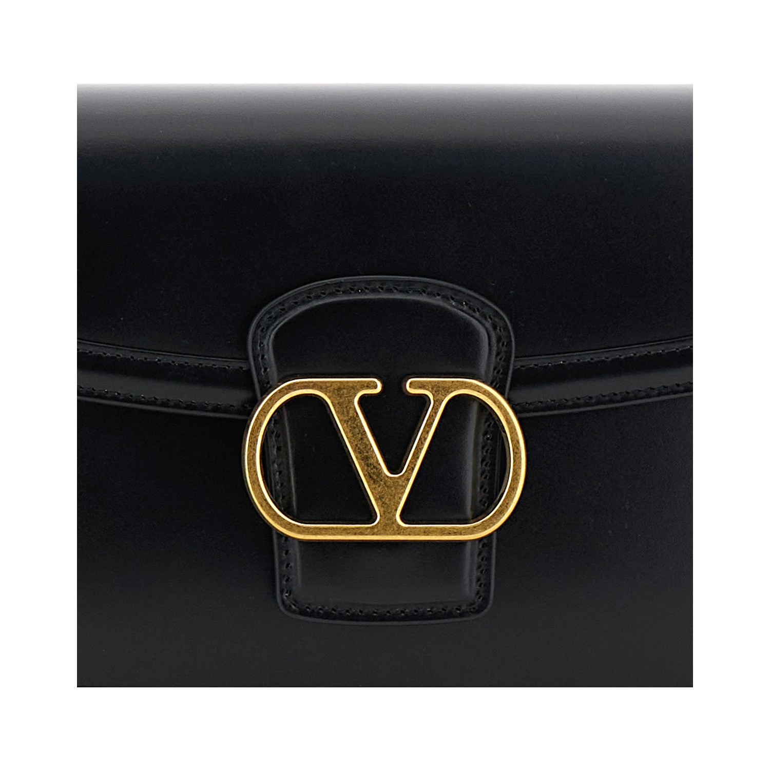 9TO5 Black Crossbody Bag with VLogo Detail on the Front and Adjustable Shoulder Strap in Leather Woman