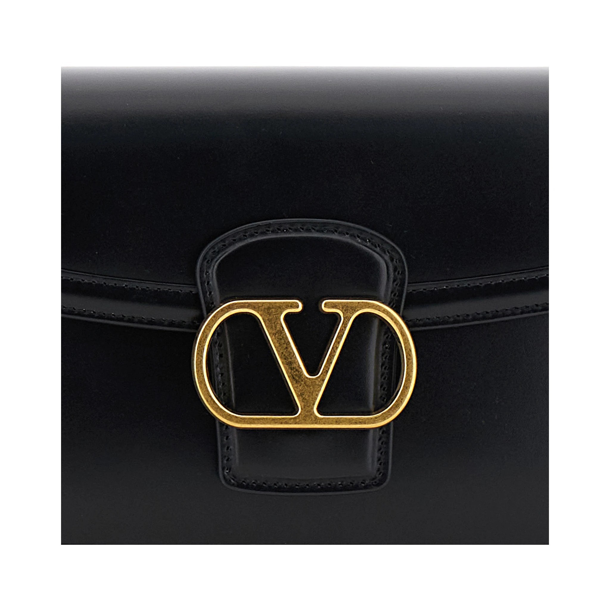 9TO5 Black Crossbody Bag with VLogo Detail on the Front and Adjustable Shoulder Strap in Leather Woman