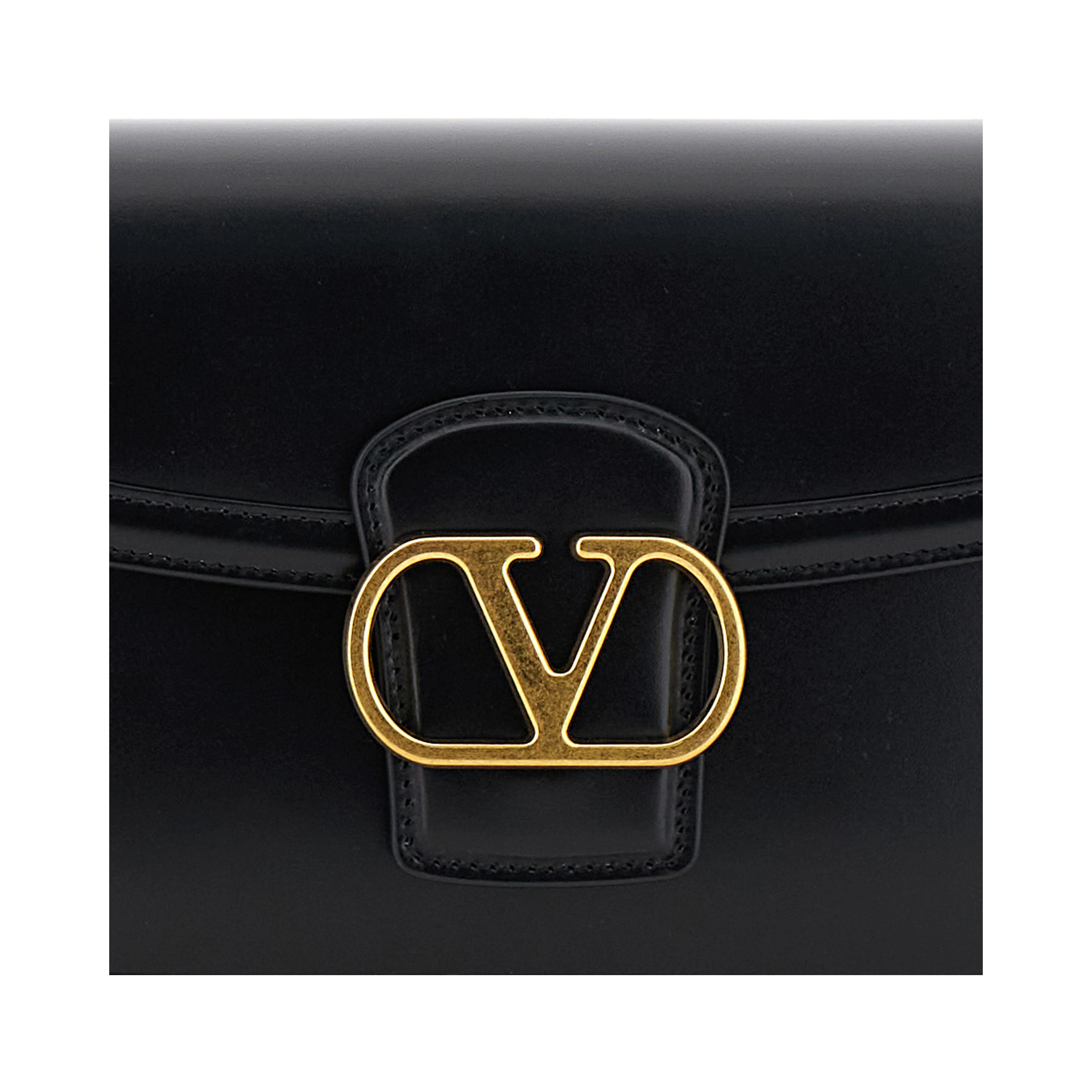 9TO5 Black Crossbody Bag with VLogo Detail on the Front and Adjustable Shoulder Strap in Leather Woman