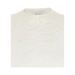 Gerico White Crewneck Sweater with Short Sleeves in Wool Woman