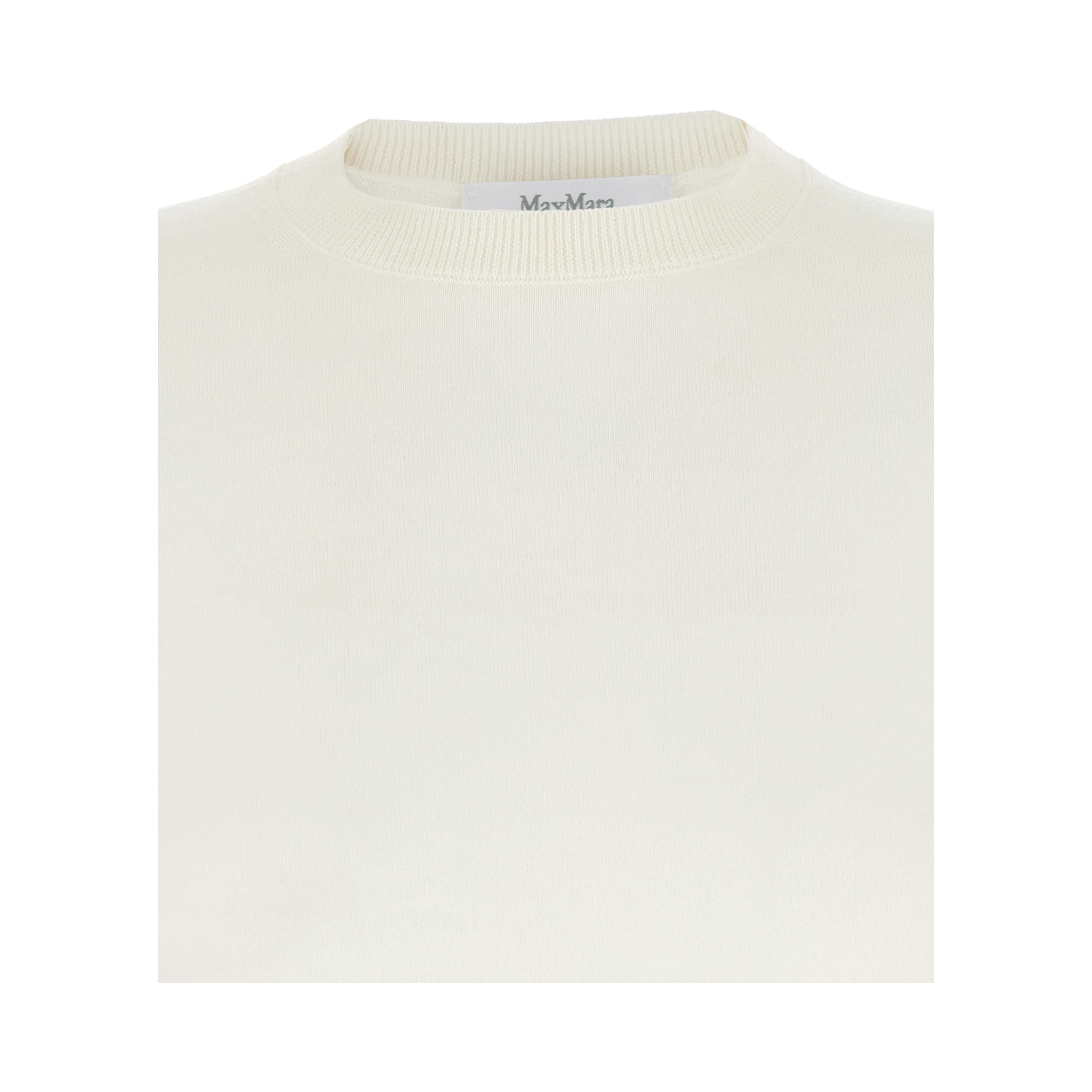Gerico White Crewneck Sweater with Short Sleeves in Wool Woman