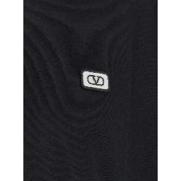 Black Crewneck T-Shirt with VLogo on the Front in Cotton Man