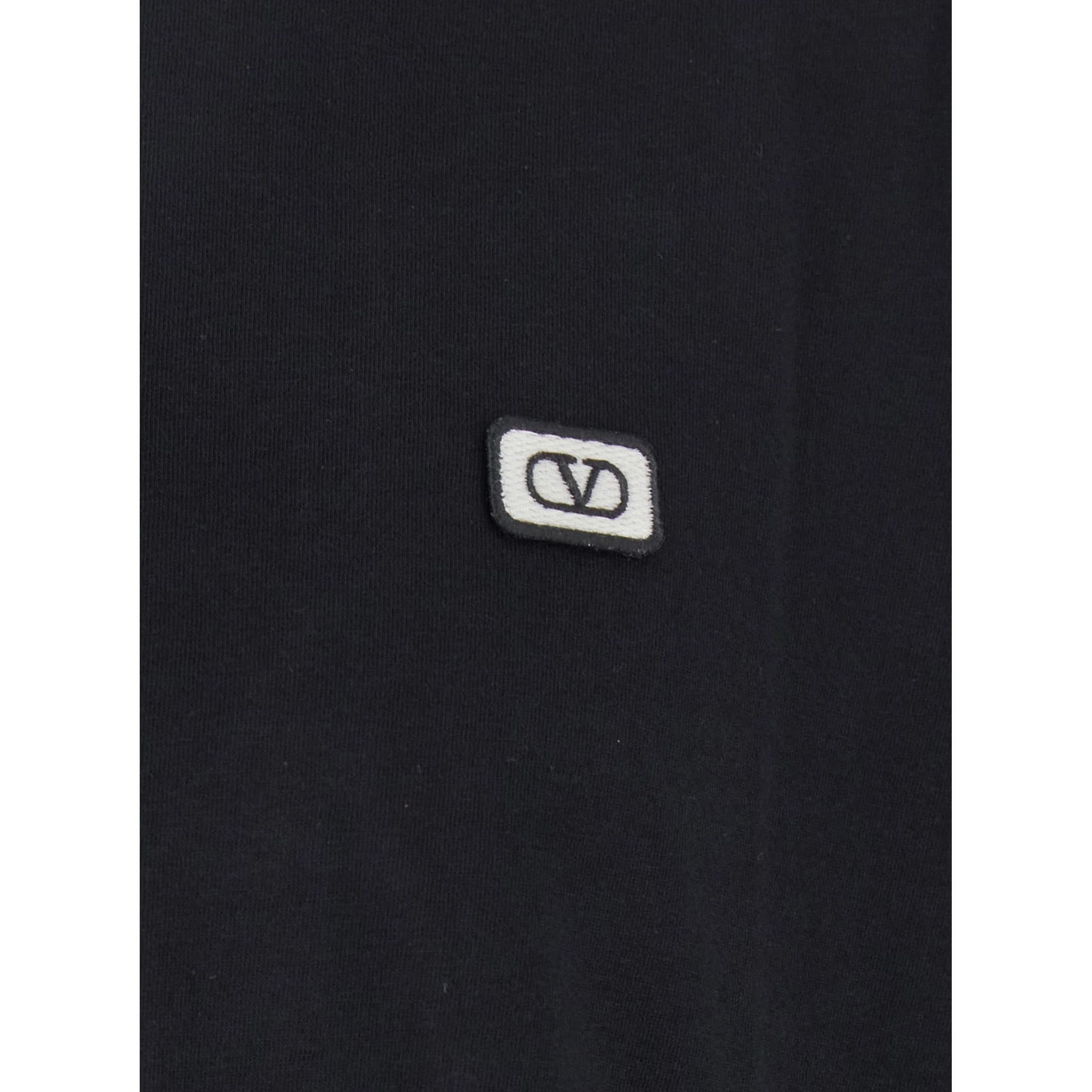 Black Crewneck T-Shirt with VLogo on the Front in Cotton Man