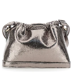 Metallic Shoulder Bag with Logo Lettering on the Front and Drawstring Closure in Ecoleather Woman