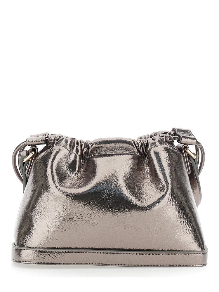 Metallic Shoulder Bag with Logo Lettering on the Front and Drawstring Closure in Ecoleather Woman alternative