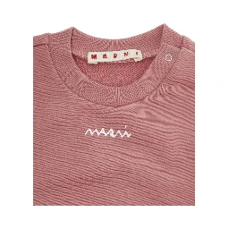 Pink Crew-neck Sweatshirt with Logo on Front in Cotton Baby