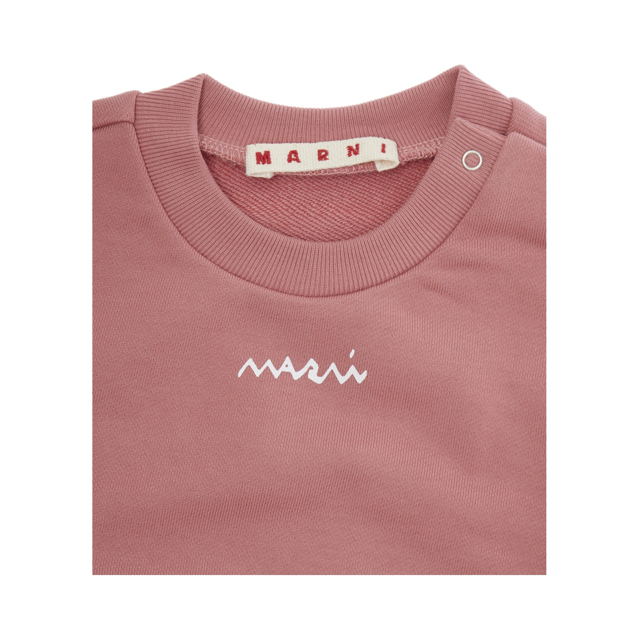 Pink Crew-neck Sweatshirt with Logo on Front in Cotton Baby