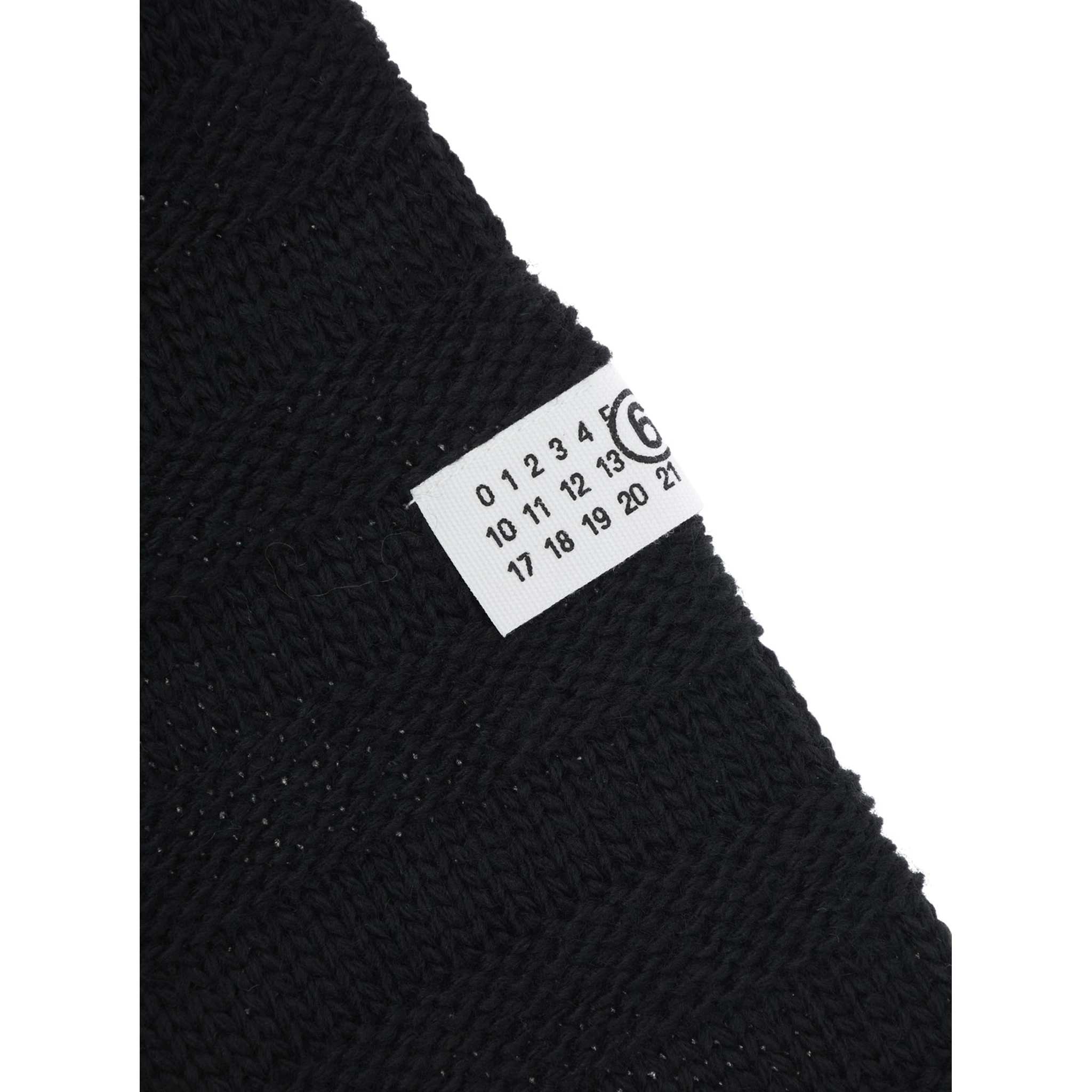 Black Cardigan with V Neck and Logo Patch on the Front in Wool Blend Boy
