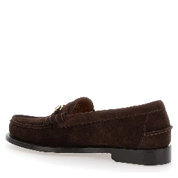 Joe Modena Brown Pull-On Loafers with Horsebit Detail in Suede Woman