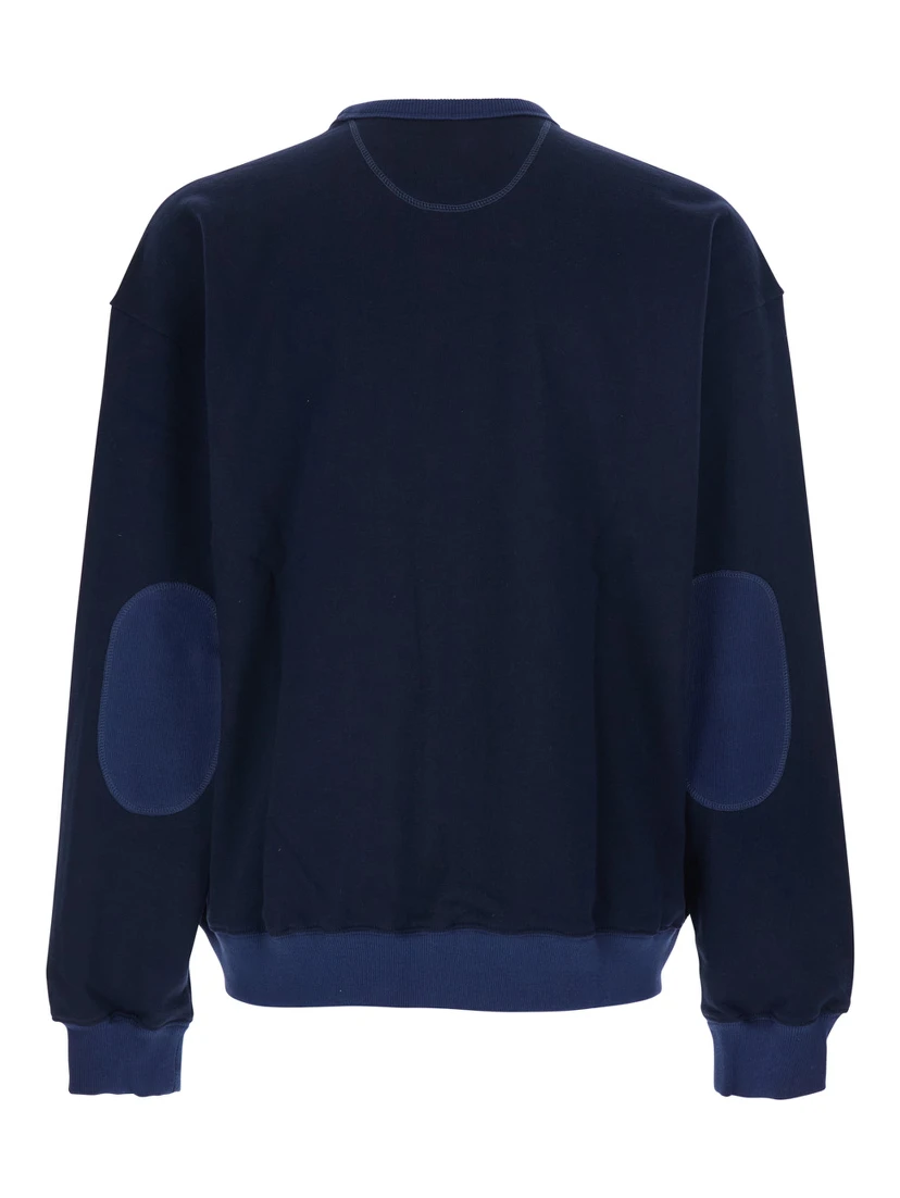 Forever Blue Sweatshirt with Logo Lettering on the Front and Dropped Shoulders in Cotton Man