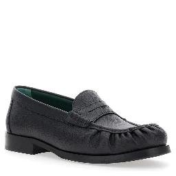 Ogee Black Loafers with Almond Toe in Grained Leather Man