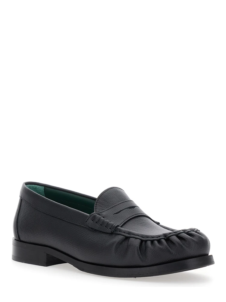 Ogee Black Loafers with Almond Toe in Grained Leather Man alternative