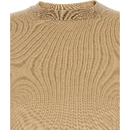 Gerico Beige Crewneck Sweater with Short Sleeves in Wool Woman