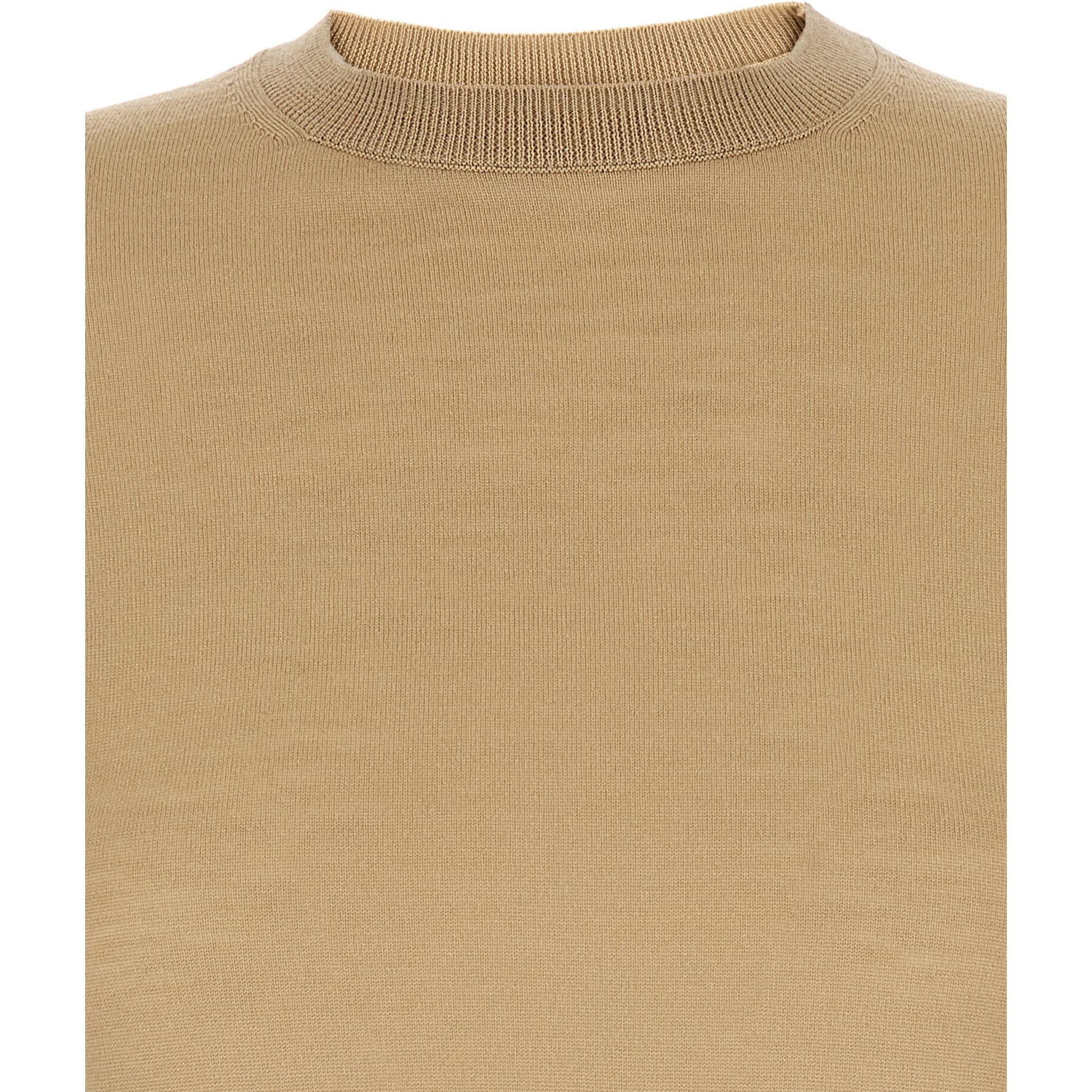 Gerico Beige Crewneck Sweater with Short Sleeves in Wool Woman