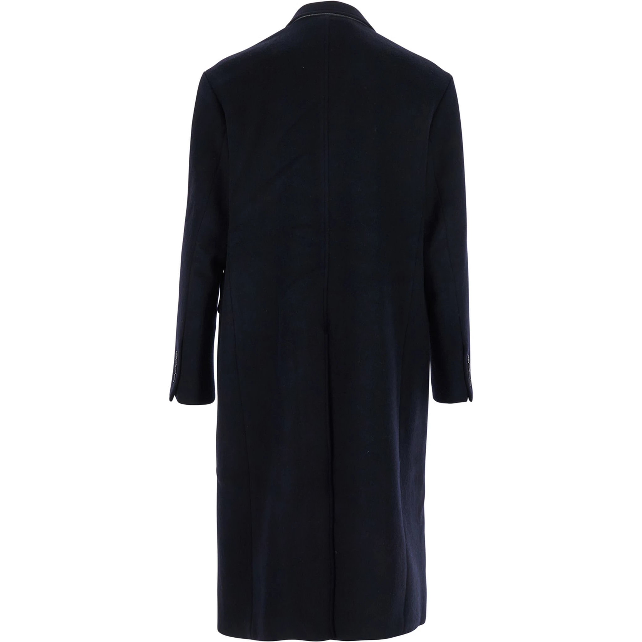 Bless Blue Double-Breasted Coat with Notched Revers and Logo Patch on the Cuff in Wool Blend Man