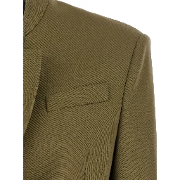 Green Jacket with Asymmetric Closure on the Front in Wool Woman