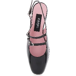 Peche Black Slingback Pumps with Buckle Strap Closure in Patent Leather Woman