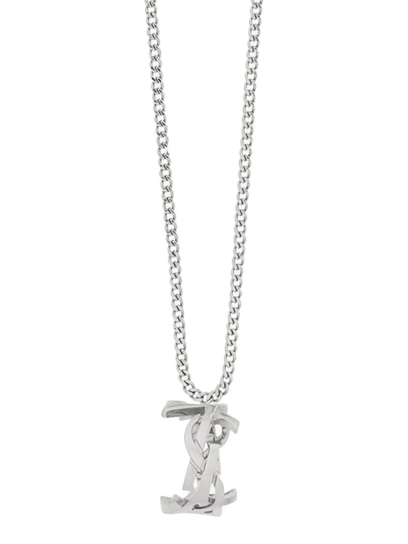 Metallic Chain-Link Necklace with Cassandre Pendant in Metal Man