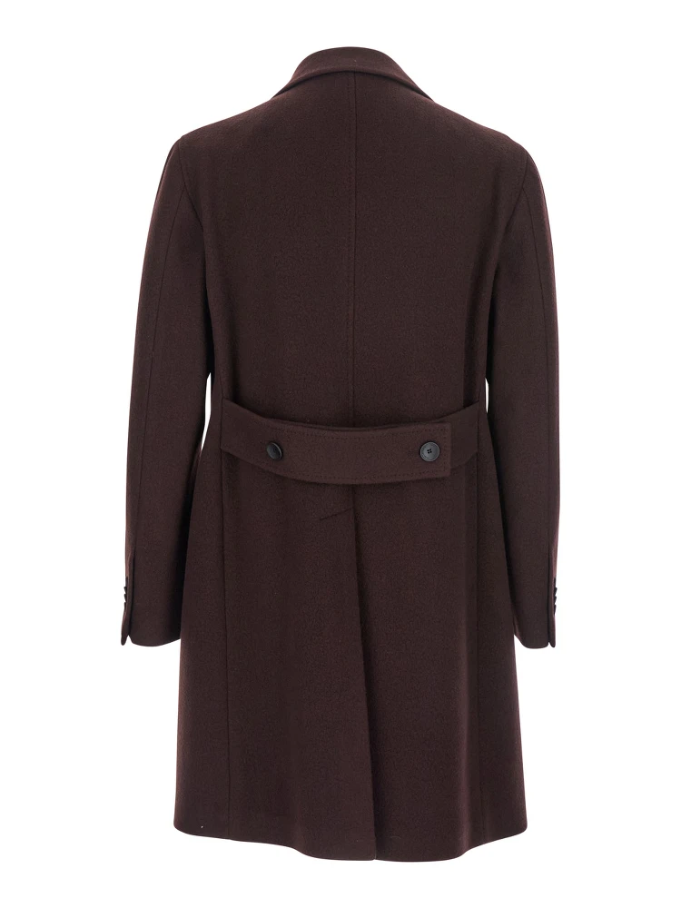 Arden Bordeaux Double-Breasted Coat with Notched Revers in Wool and Cashmere Man alternative