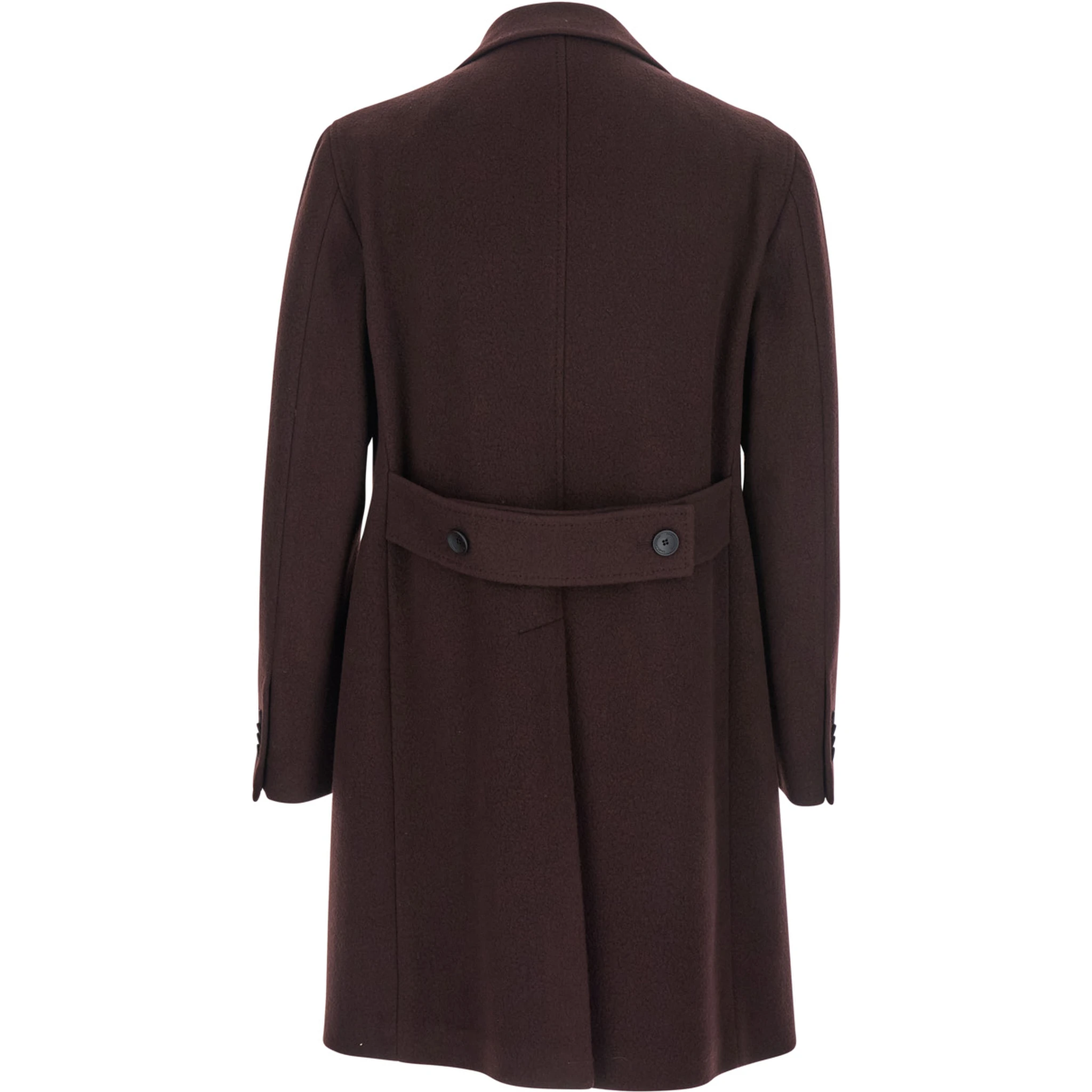 Arden Bordeaux Double-Breasted Coat with Notched Revers in Wool and Cashmere Man