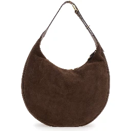 Brown Shoulder Bag with Top Handle in Suede Woman