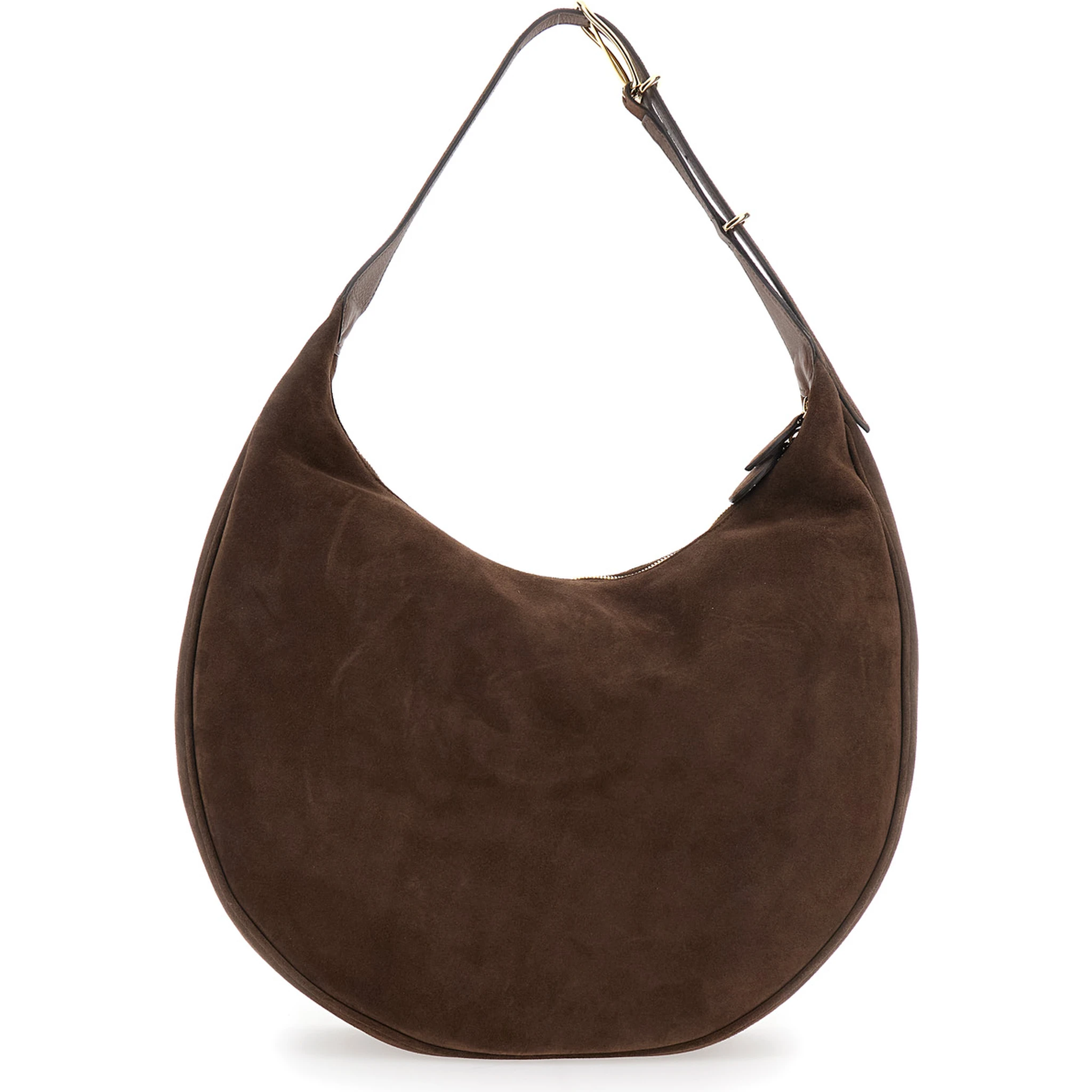 Brown Shoulder Bag with Top Handle in Suede Woman