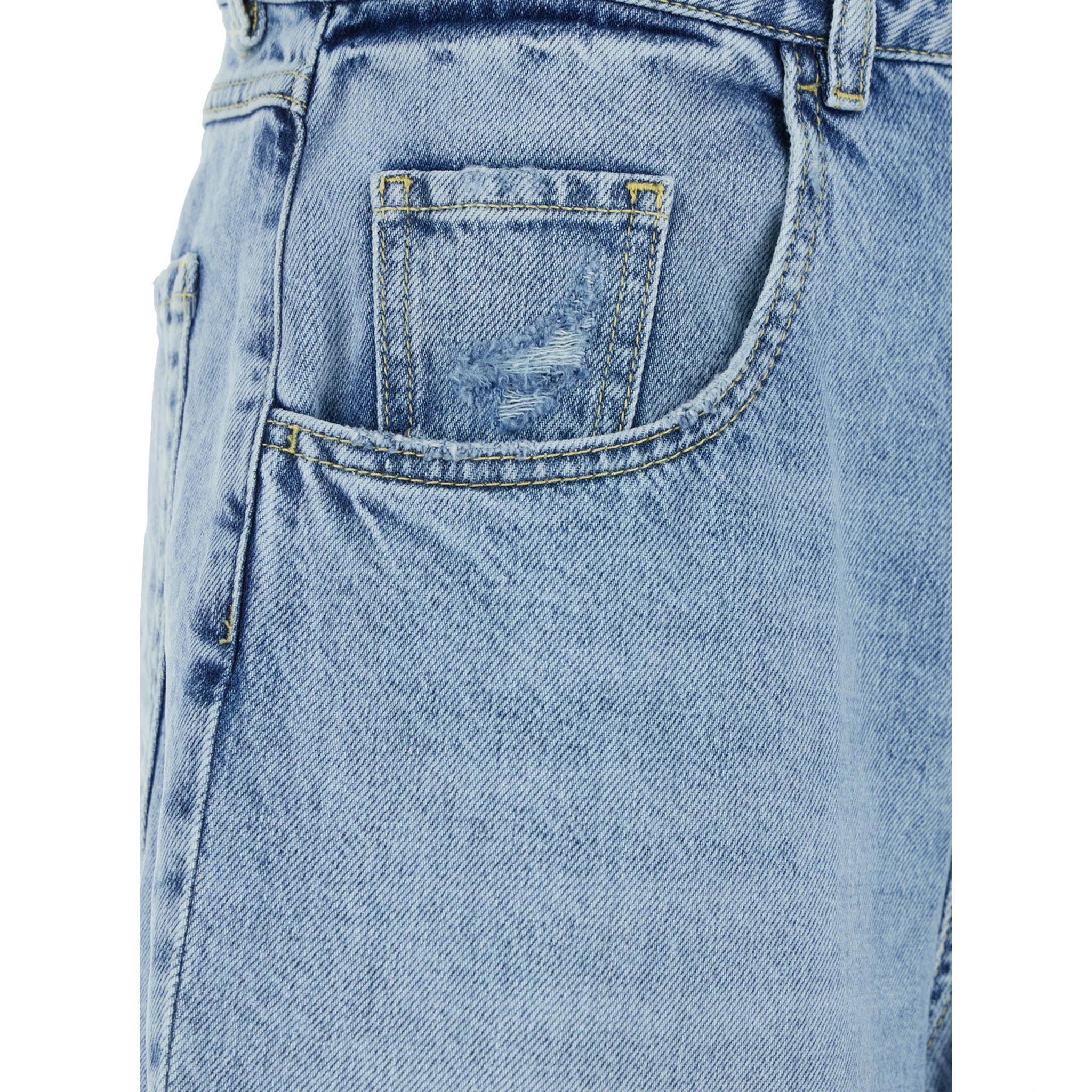 Blue Bermuda Pants with Logo Patch on the Rear in Denim Woman