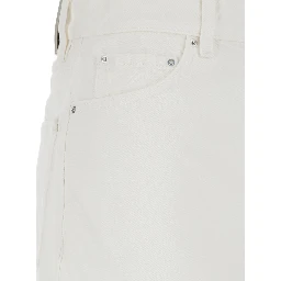 White Jeans with Wide Leg Design and Logo Patch on the Back in Denim  Woman