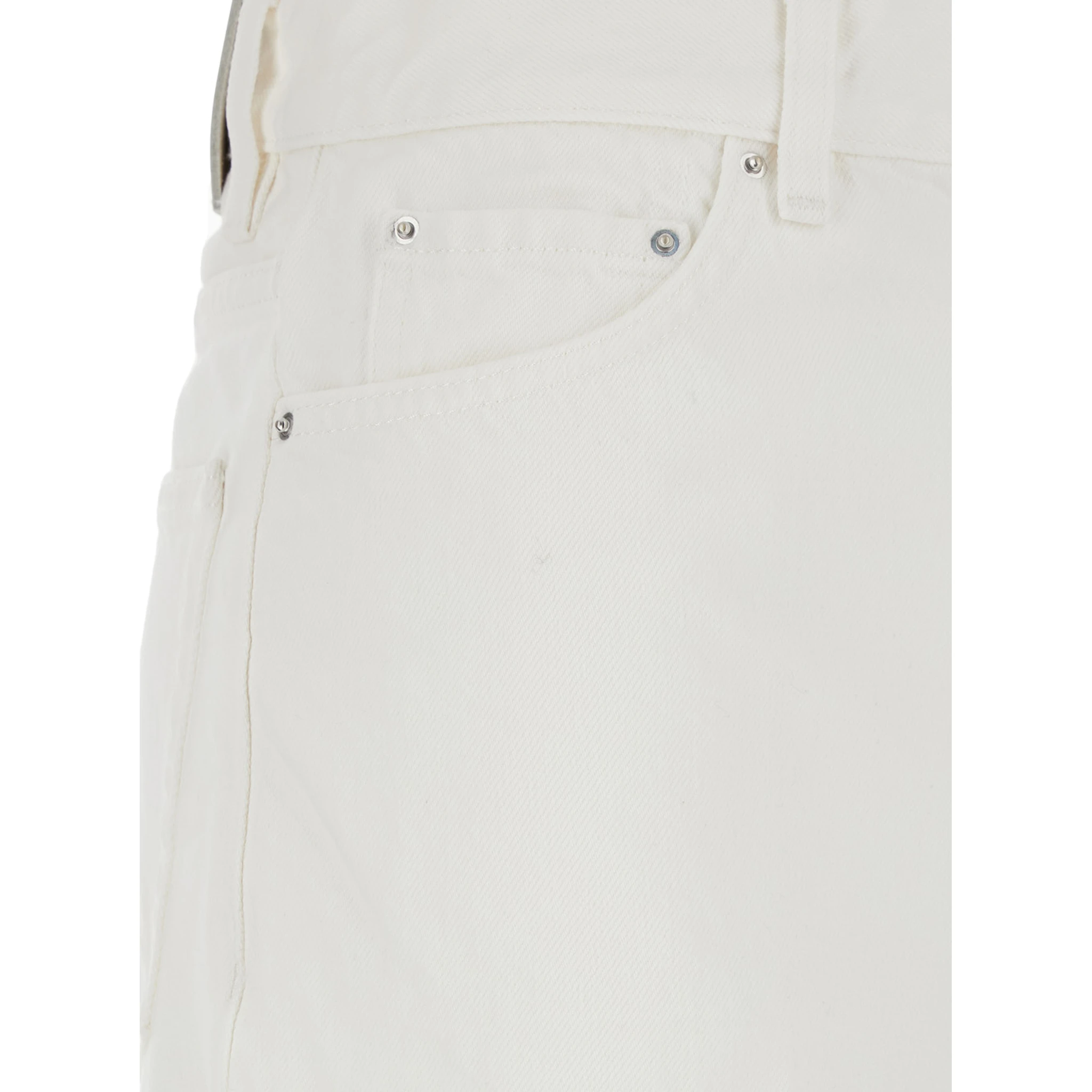 White Jeans with Wide Leg Design and Logo Patch on the Back in Denim  Woman