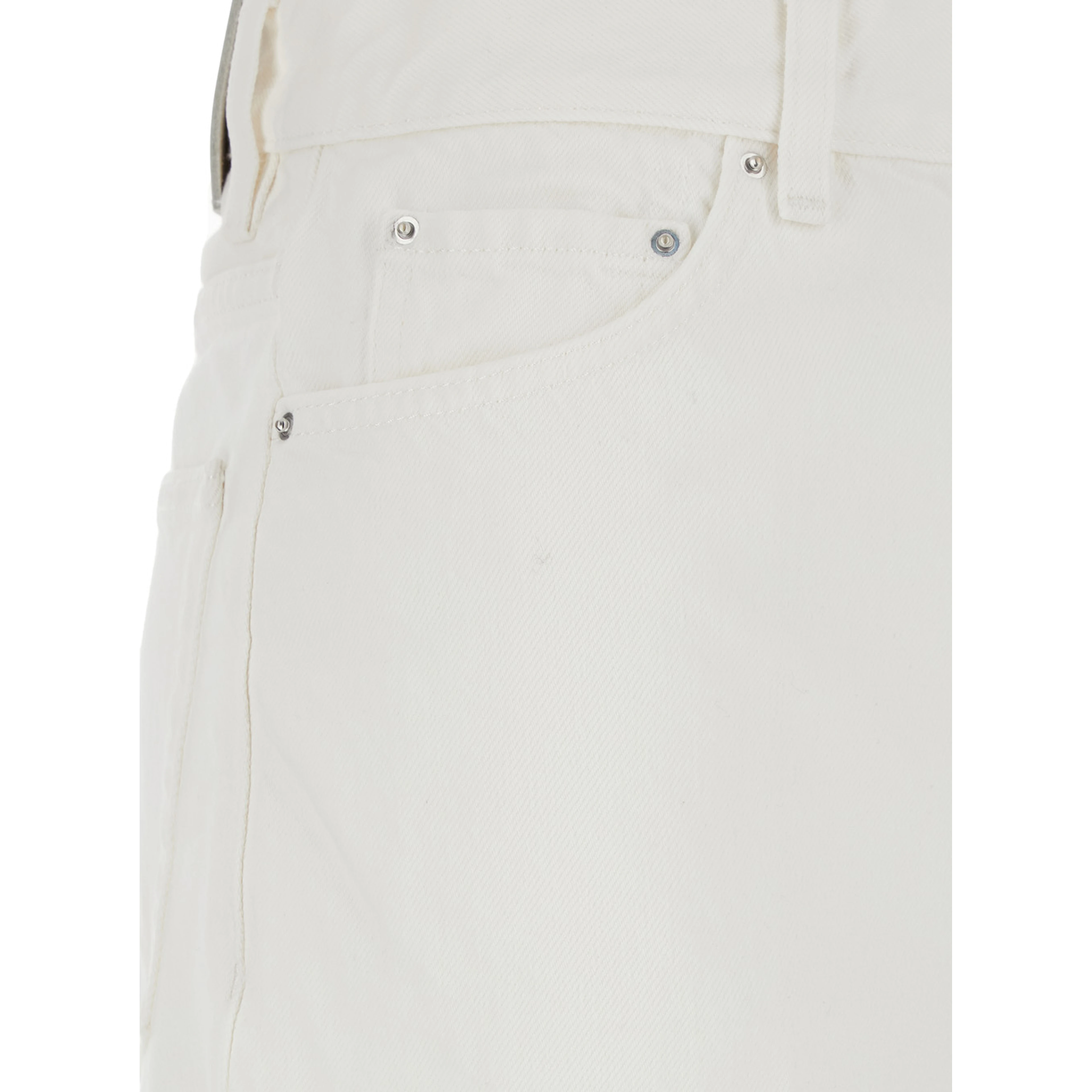 White Jeans with Wide Leg Design and Logo Patch on the Back in Denim  Woman
