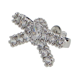 Metallic Earings with Gemstone Embellishments and Bow Design in Brass Blend Woman