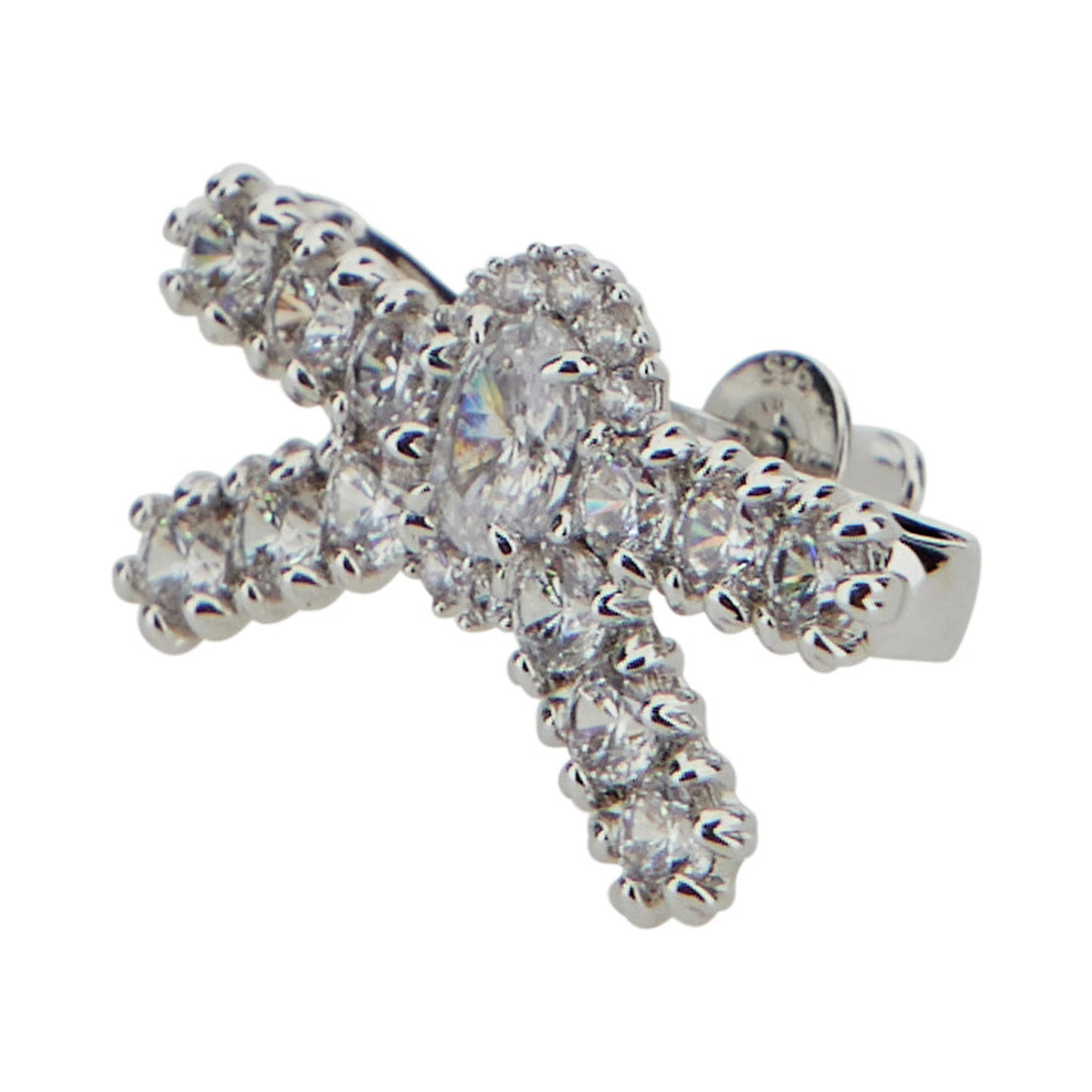 Metallic Earings with Gemstone Embellishments and Bow Design in Brass Blend Woman