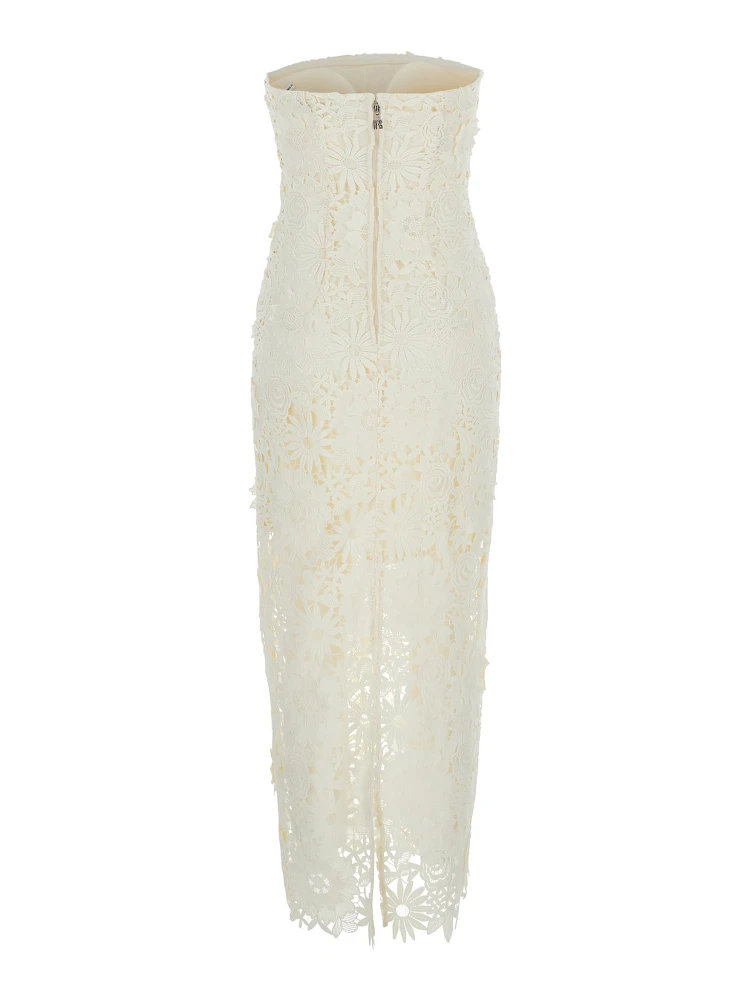 White Long Dress with Back Slit and Lace Details in Tech Fabric Woman alternative