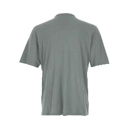 Grey T-Shirt with Round Neck and Logo Lettering Embroidery on the Front in Cotton Man
