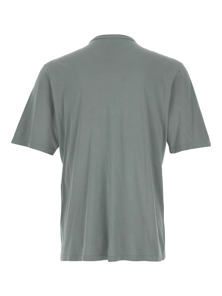 Grey T-Shirt with Round Neck and Logo Lettering Embroidery on the Front in Cotton Man alternative